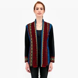 Factory Paty Womens Peruvian Baby Alpaca Cardigan Sweater Size L Multicolor Open
